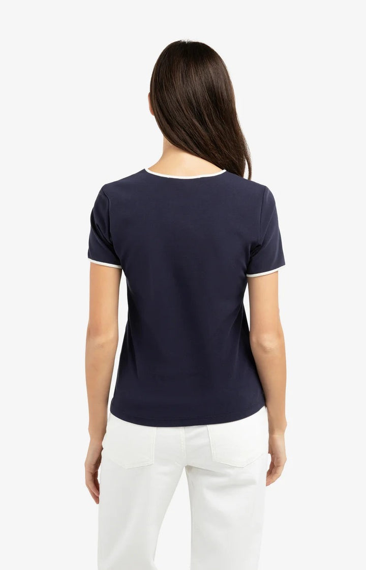 T-shirt Met Contrastbies - Navy