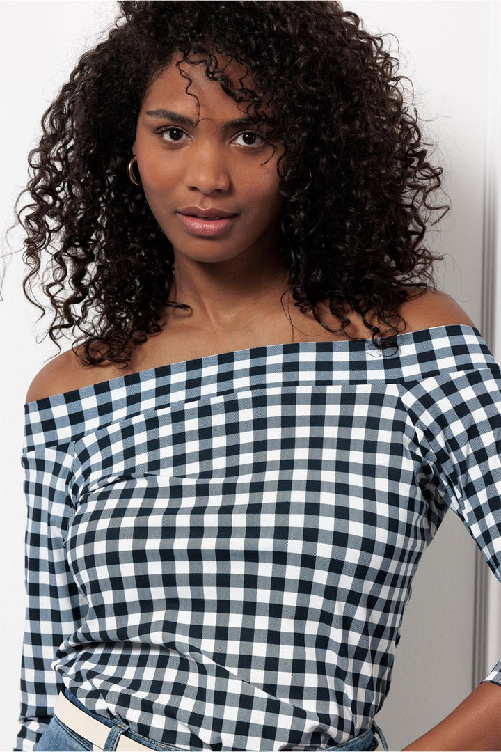 Dolly Check Top - Blauw Dessin