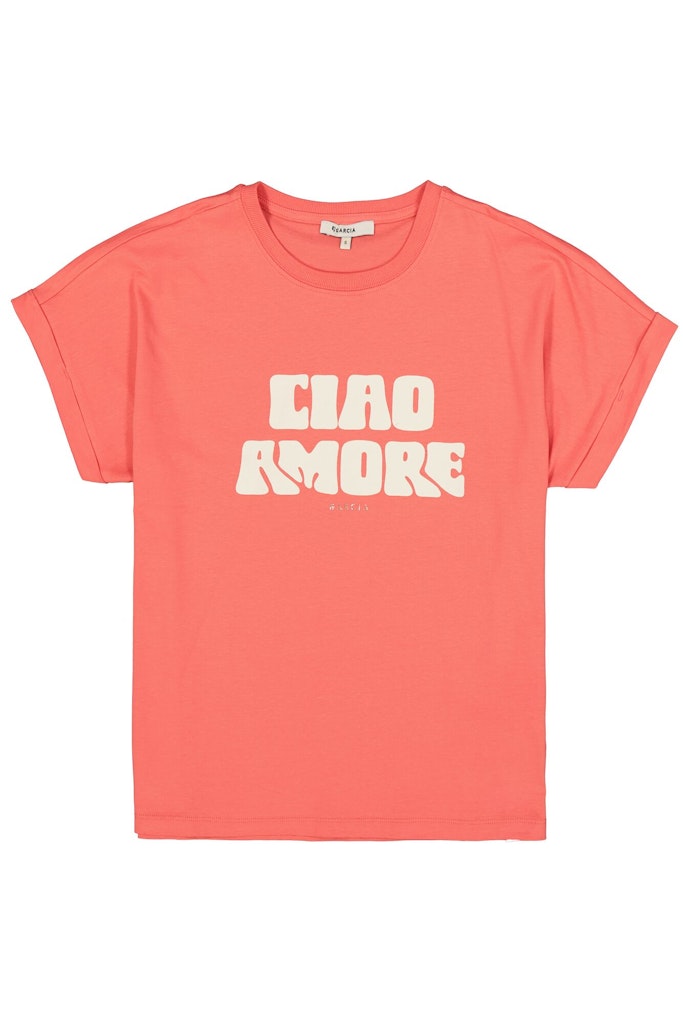 Garcia - Korte mouw T-shirts - 4339.42.0014 - Koraal Rood