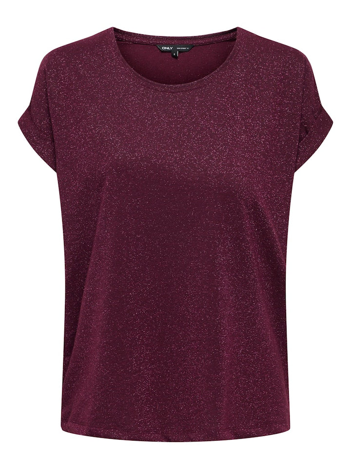 Onlmoster Glitter S/s Top Jrs - Wijnrood