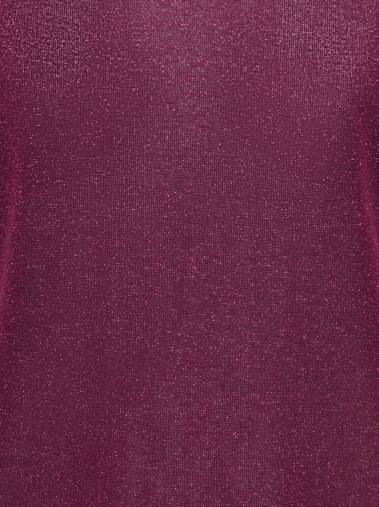 Onlsilvery S/s V Neck Lurex Top Jrs Noos - Bordeaux