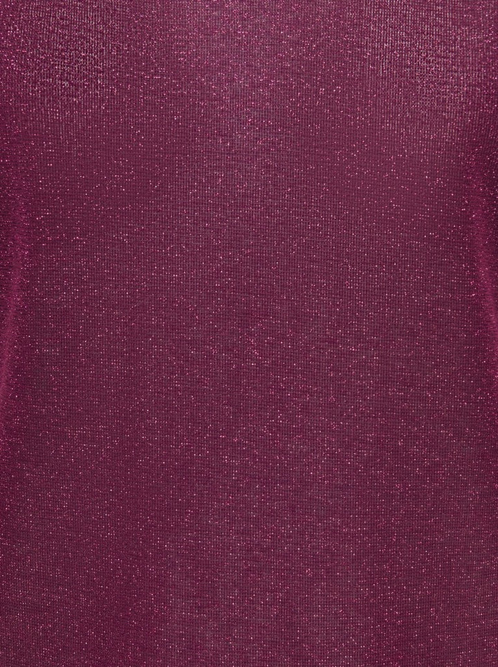 Onlsilvery S/s V Neck Lurex Top Jrs Noos - Bordeaux