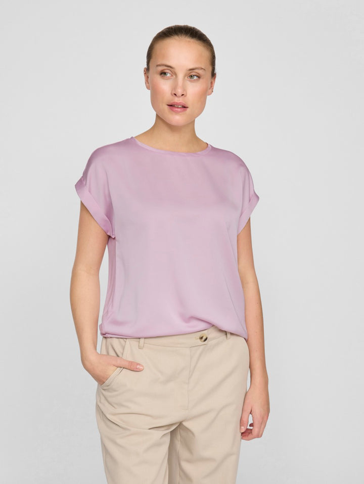 Viellette S/s Satin Top - Noos - Lila