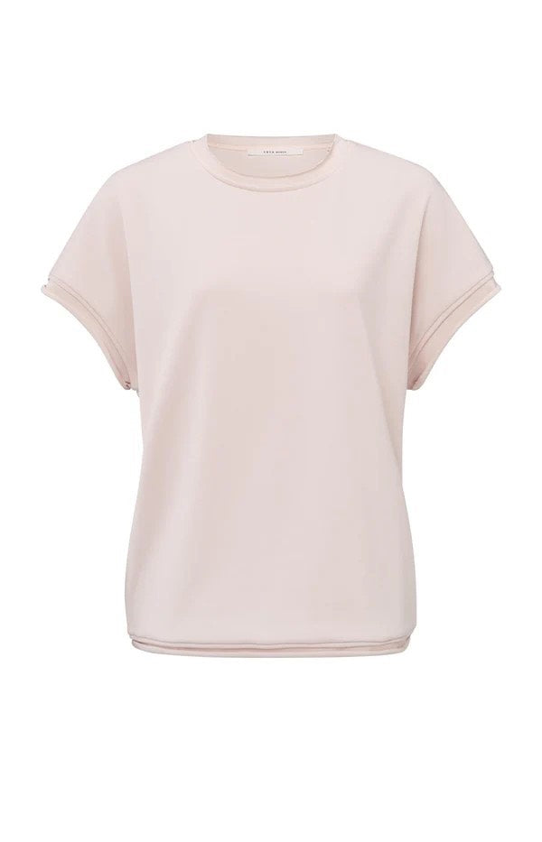 Heavy Weight Top With Raw Edge - Licht Roze