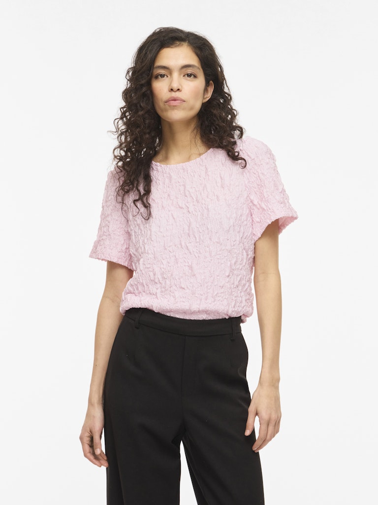 Visophia O-neck S/s Top/r - Licht Roze
