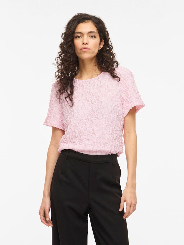 Visophia O-neck S/s Top/r - Licht Roze