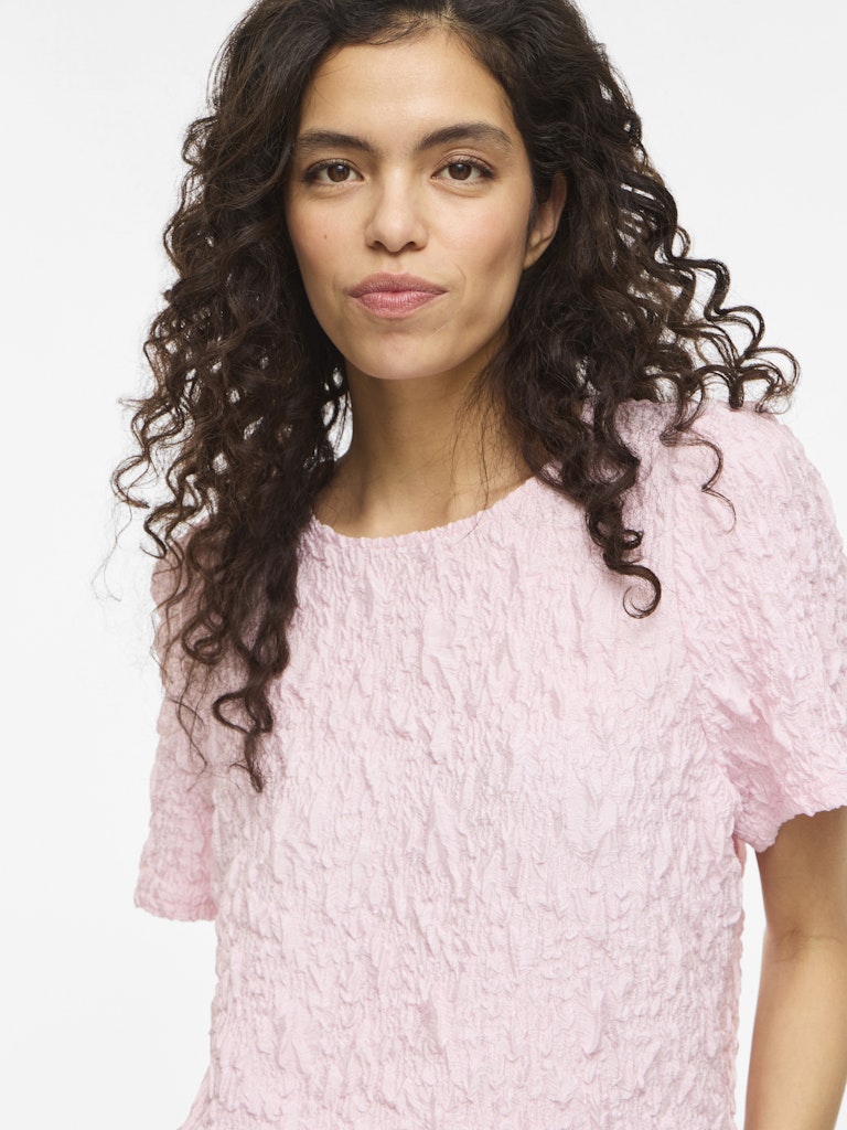 Visophia O-neck S/s Top/r - Licht Roze