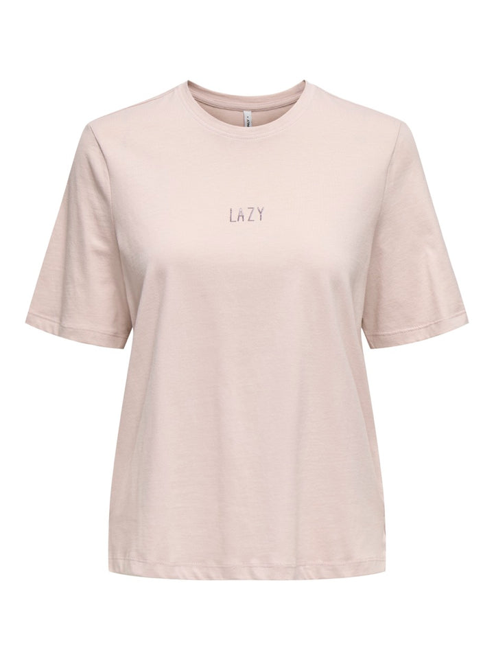 Onlmoody Life S/s Word Top Box Jrs - Oud Roze