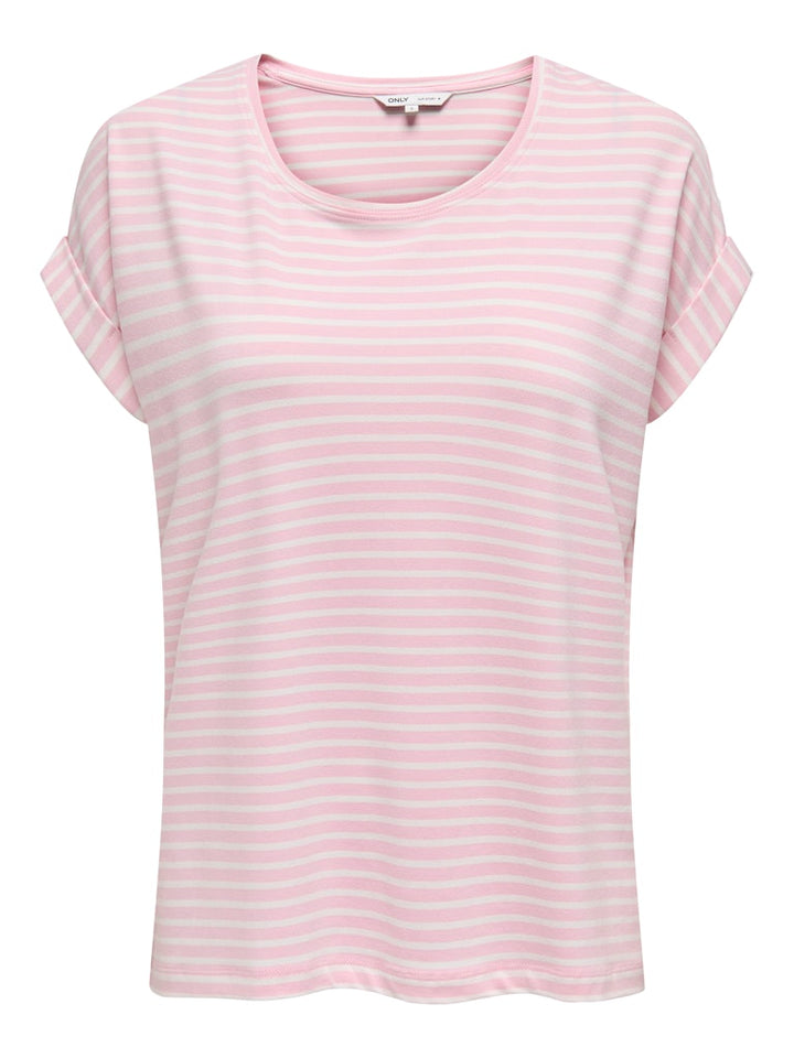 Onlmoster Stripe S/s O-neck Top Jrs Noos - Roze Dessin
