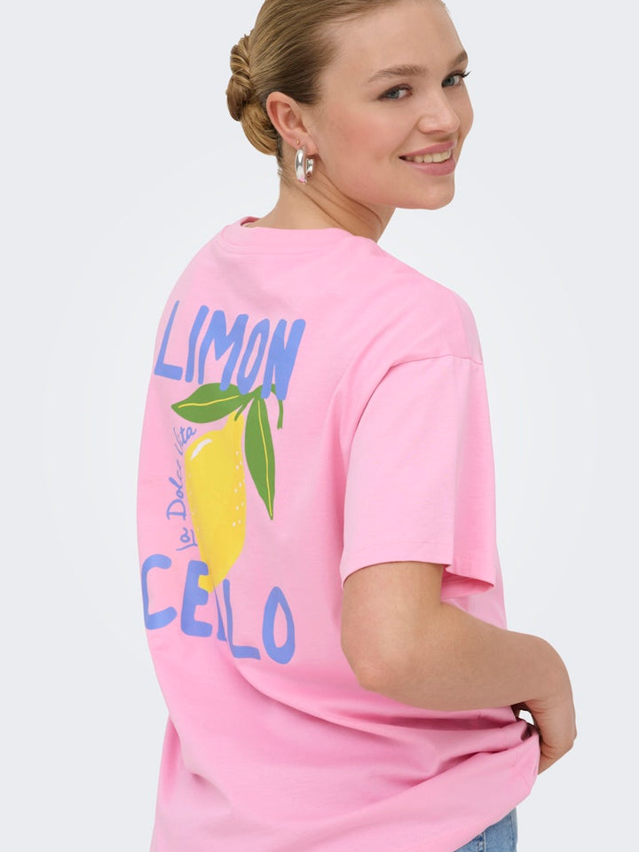 Onlelle S/s Printed Tee Cs Jrs - Roze Dessin