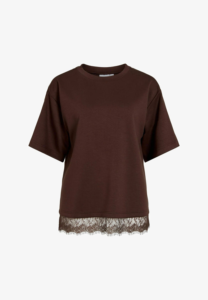Vmsara Mette Lace Ss T-shirt - Bruin