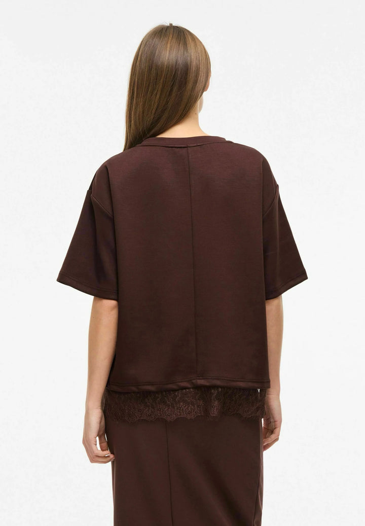 Vmsara Mette Lace Ss T-shirt - Bruin