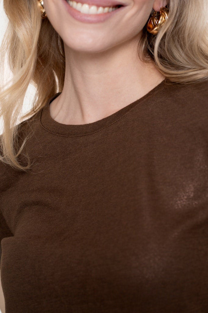 T-shirt Neck Foil - Bruin Dessin