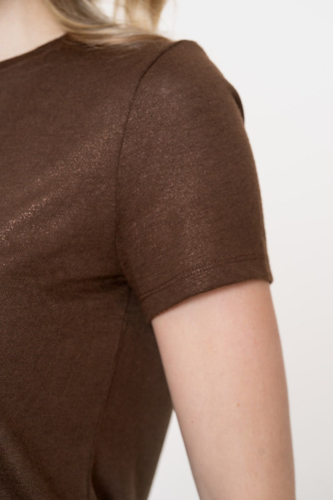 T-shirt Neck Foil - Bruin Dessin