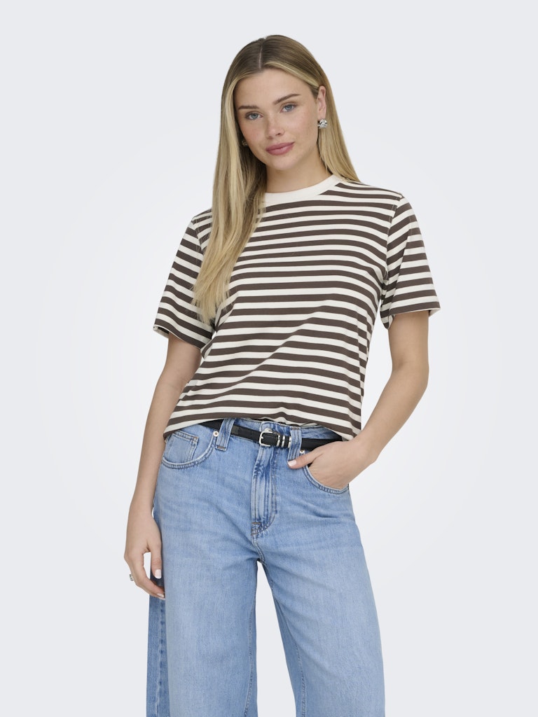 Onllivina Life S/s Stripe Tee Jrs Noos - Bruin Dessin