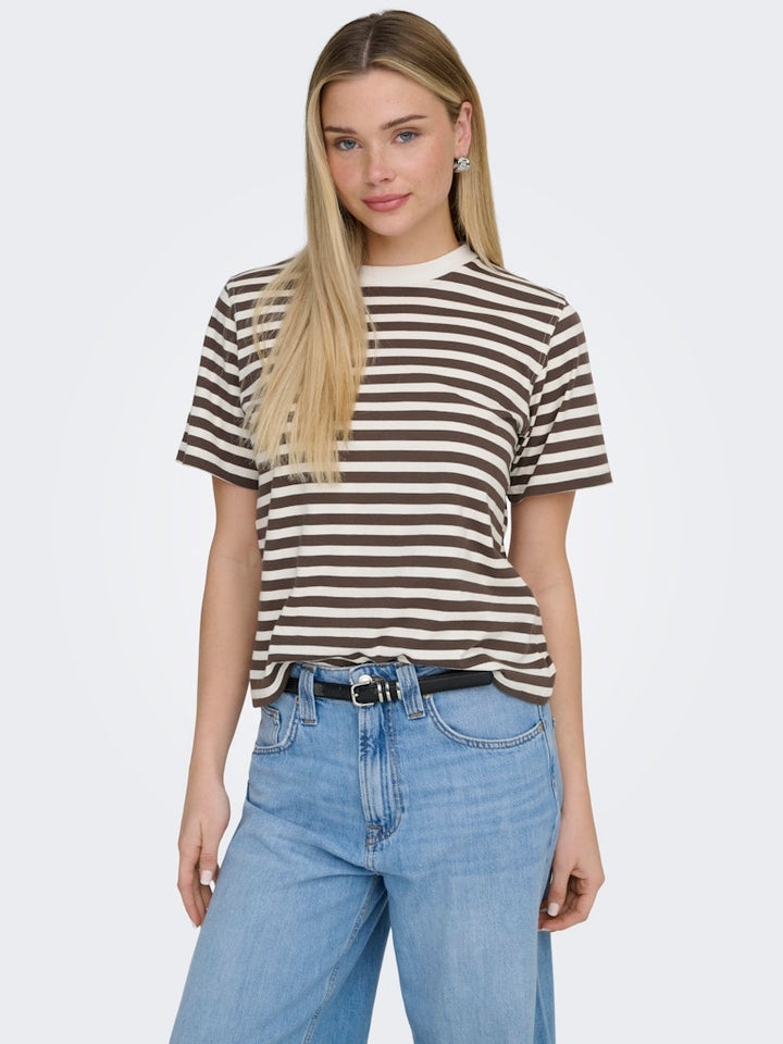 Onllivina Life S/s Stripe Tee Jrs Noos - Bruin Dessin