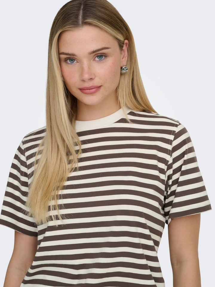 Onllivina Life S/s Stripe Tee Jrs Noos - Bruin Dessin