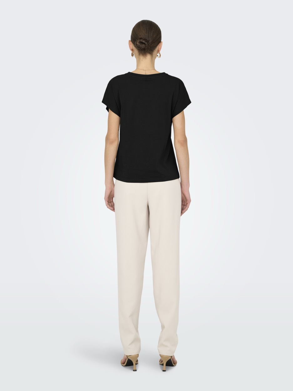 Jdyrose Ss O-neck Emb Top - Zwart