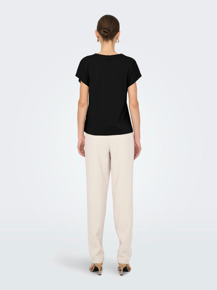 Jdyrose Ss O-neck Emb Top - Zwart