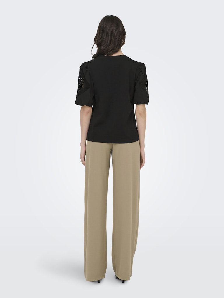 Jdyuma Life S/s Lace Detail Top Jrs - Zwart