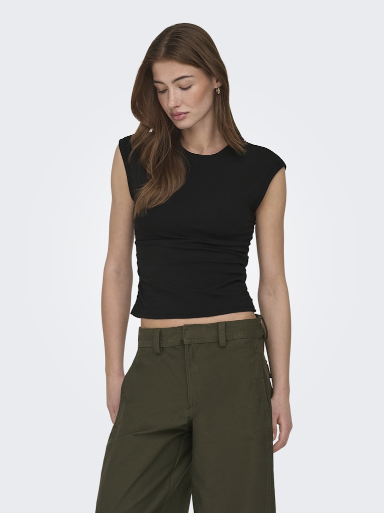 Onlmira Capsl Ruching Top Jrs Noos - Zwart