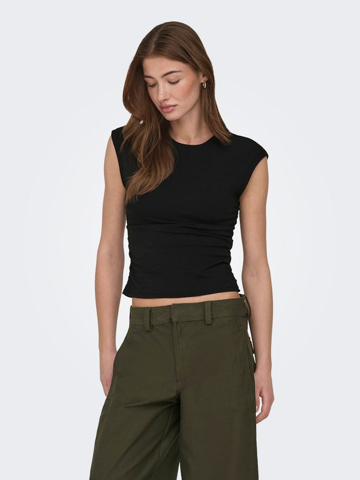 Onlmira Capsl Ruching Top Jrs Noos - Zwart