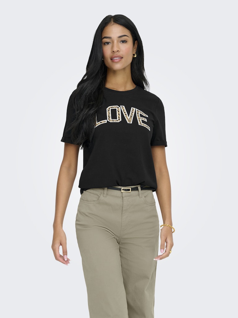 Onllea Life S/s Print Top Box Cc Jrs - Zwart