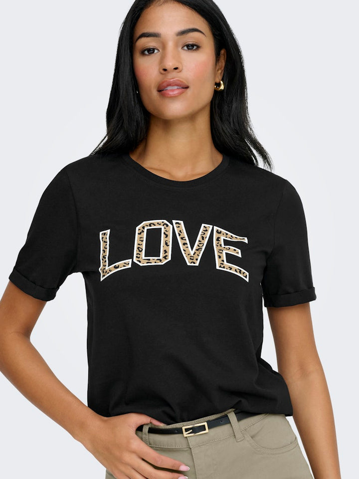 Onllea Life S/s Print Top Box Cc Jrs - Zwart