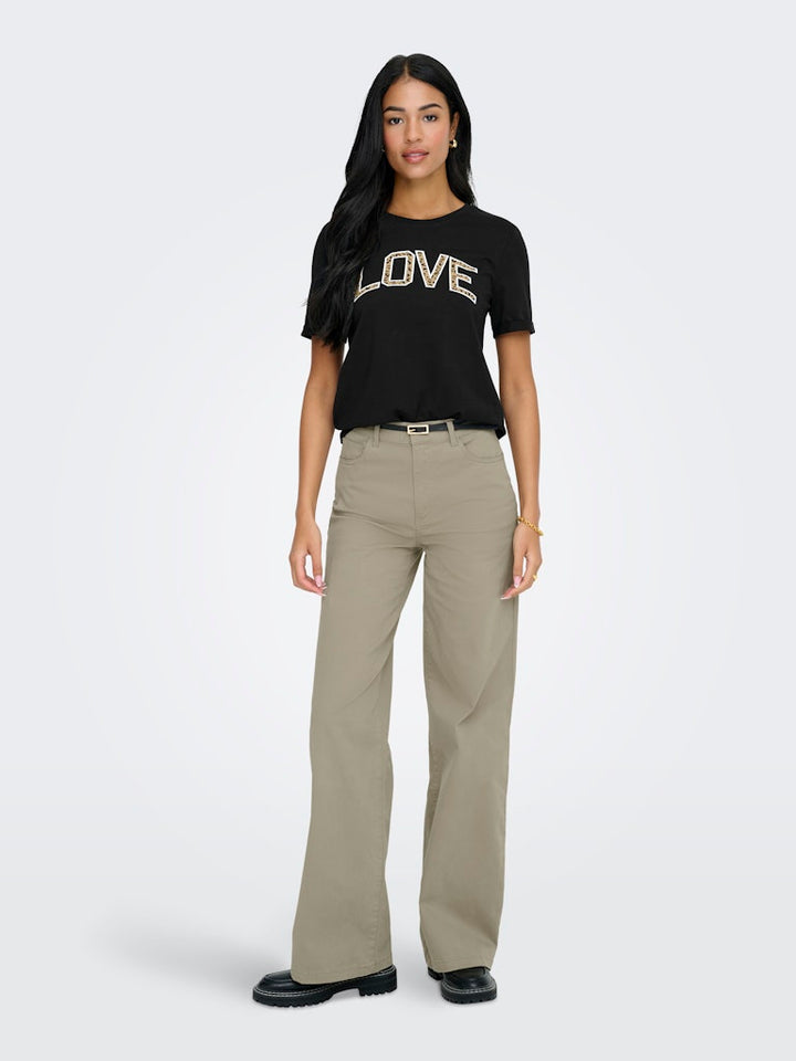 Onllea Life S/s Print Top Box Cc Jrs - Zwart