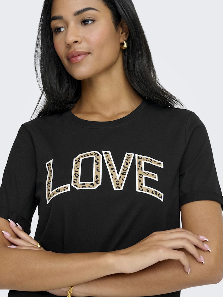 Onllea Life S/s Print Top Box Cc Jrs - Zwart