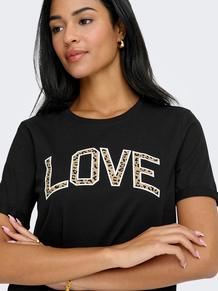 Onllea Life S/s Print Top Box Cc Jrs - Zwart