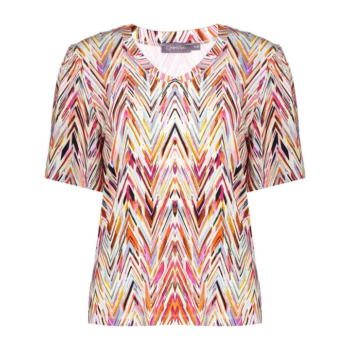 T-shirt V-neck Jersey Aop - Multicolor