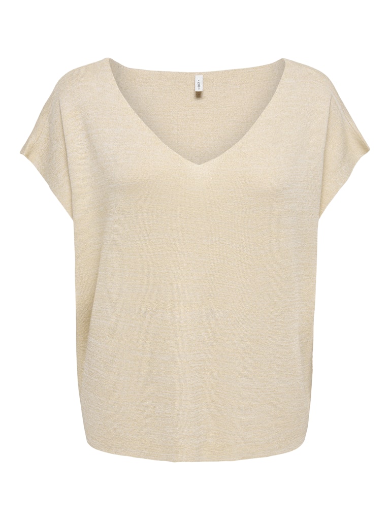 Onlshina Ss Glitter V-neck Cs Knt - Goudkleurig