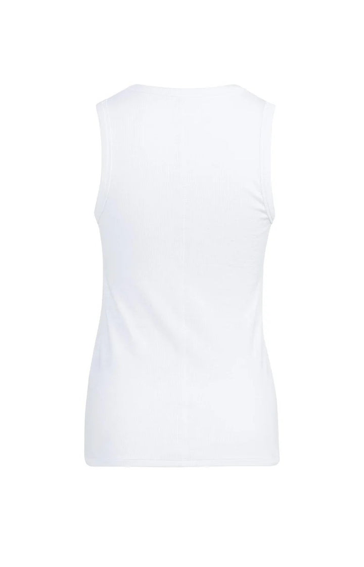 Geribd Singlet Met Ronde Hals - Wit