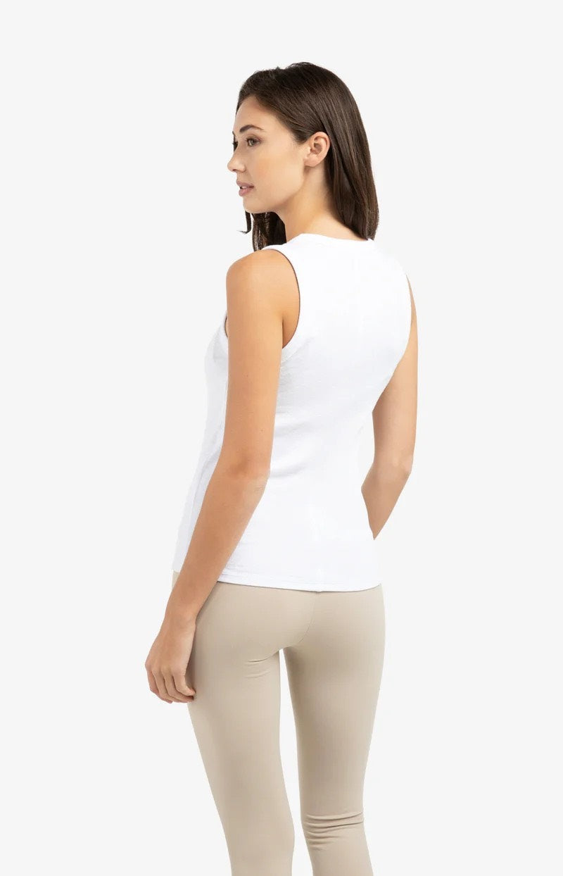 Geribd Singlet Met Ronde Hals - Wit