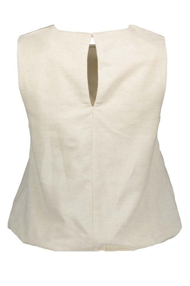 Viprisilla O-neck S/l Balloon Top/vol - Zand