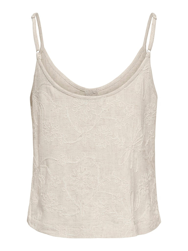 Onlsiesta Linen Bl Emb Singlet Pnt - Beige