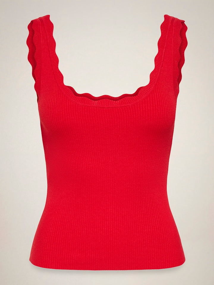 Jdynanna S/l Scallop Edge Top Knt Noos - Rood