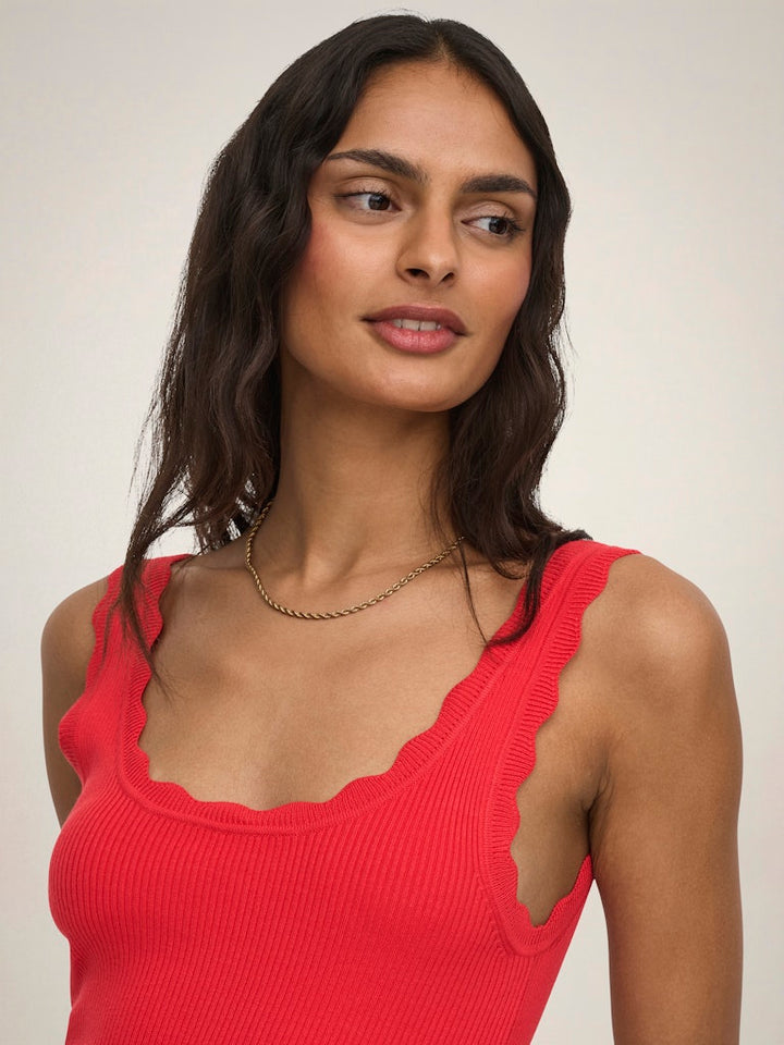 Jdynanna S/l Scallop Edge Top Knt Noos - Rood