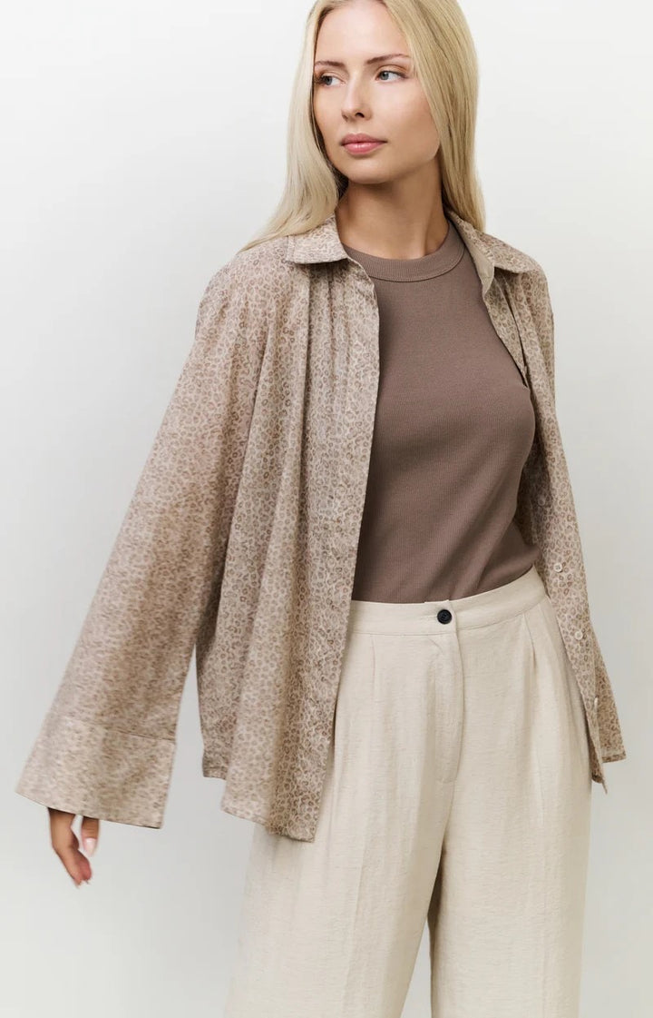 Ribbed Singlet With Round Neck - Taupe
