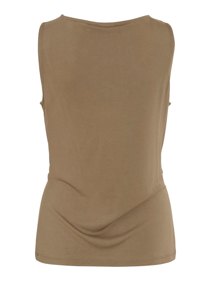 Vimodala Boat Neck S/l Top/vol/bfs - Taupe