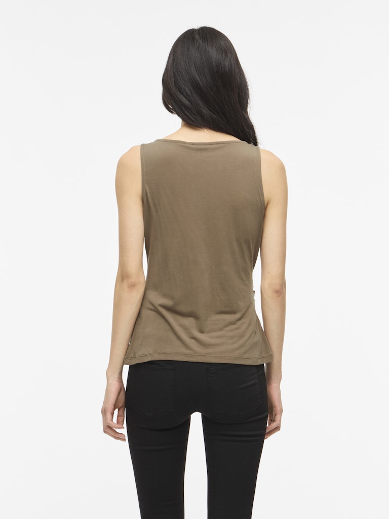 Vimodala Boat Neck S/l Top/vol/bfs - Taupe