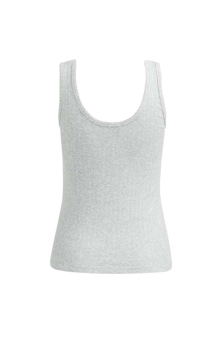 Singlet Met Sierlijke Halsrand - Grijs