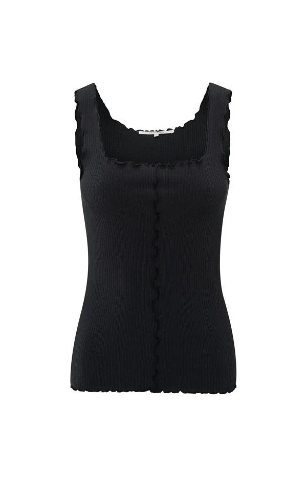 Singlet With Frilled Seams - Antraciet