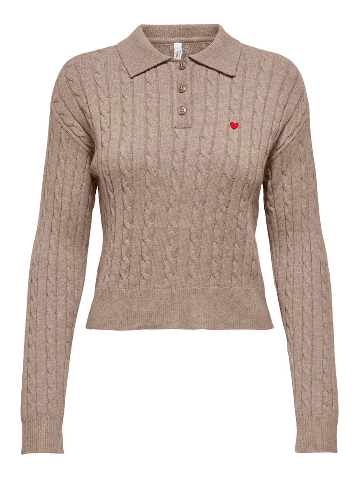 Onlkatia Ls Cable Polo Cc Knt - Zand Dessin