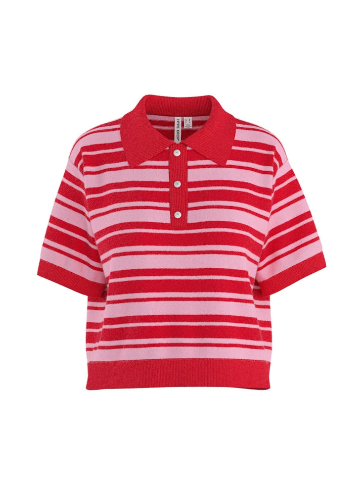 Hdkallie Ss Boxy Polo Knit - Roze Dessin