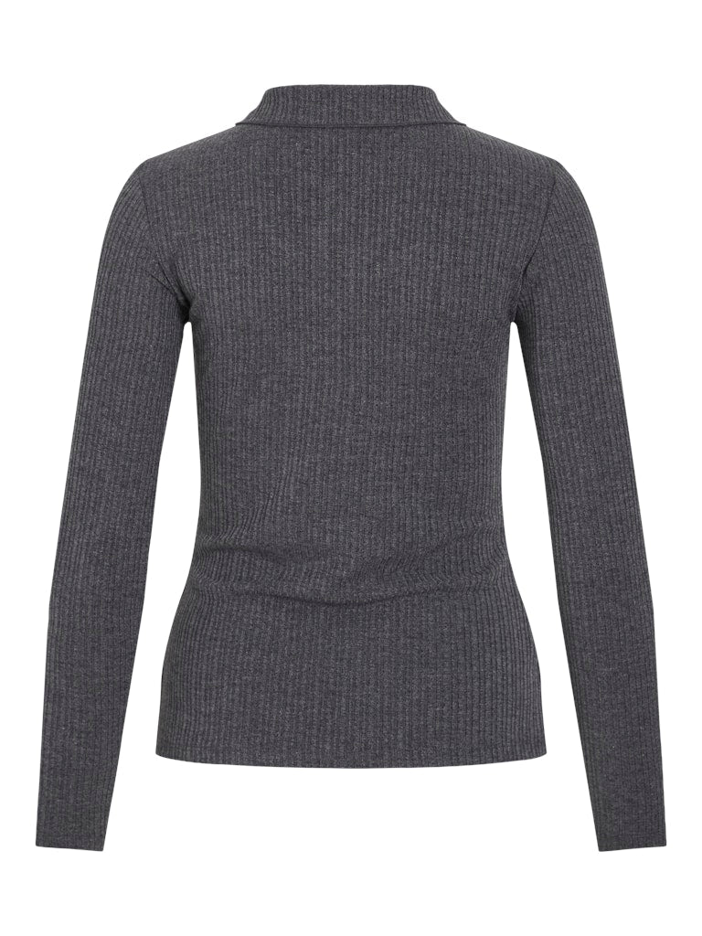 Viattica Collar L/s Top - Grijs Melee