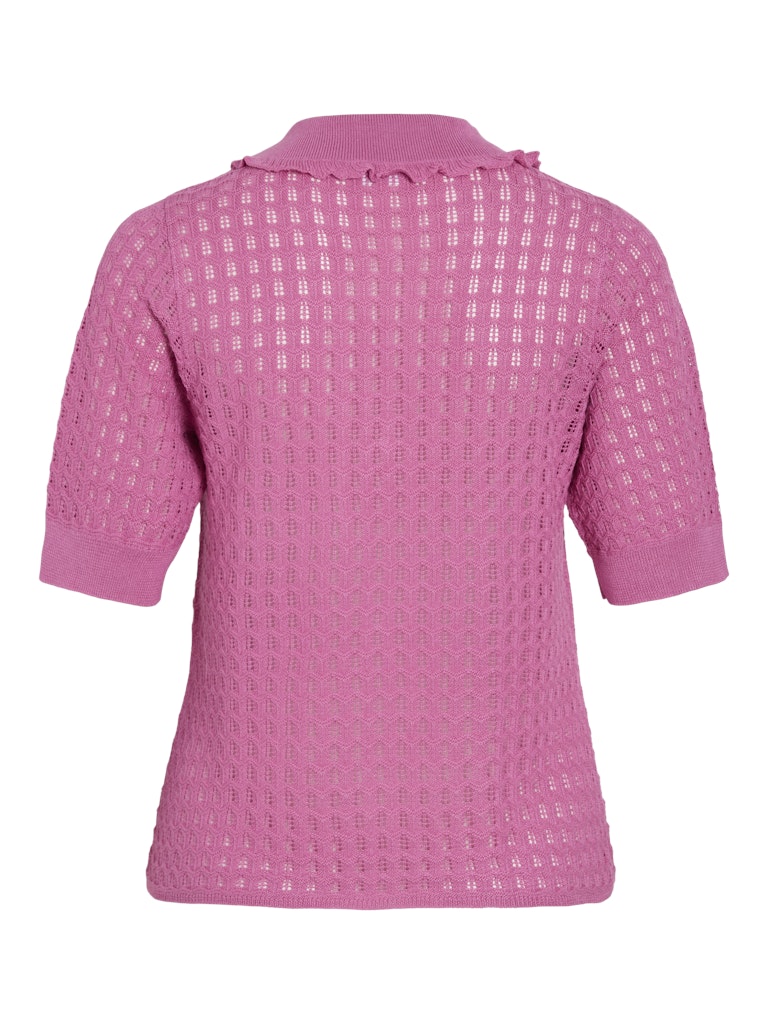 Vinora Polo 2/4 Pointelle Knit Top/rc - Fuchsia