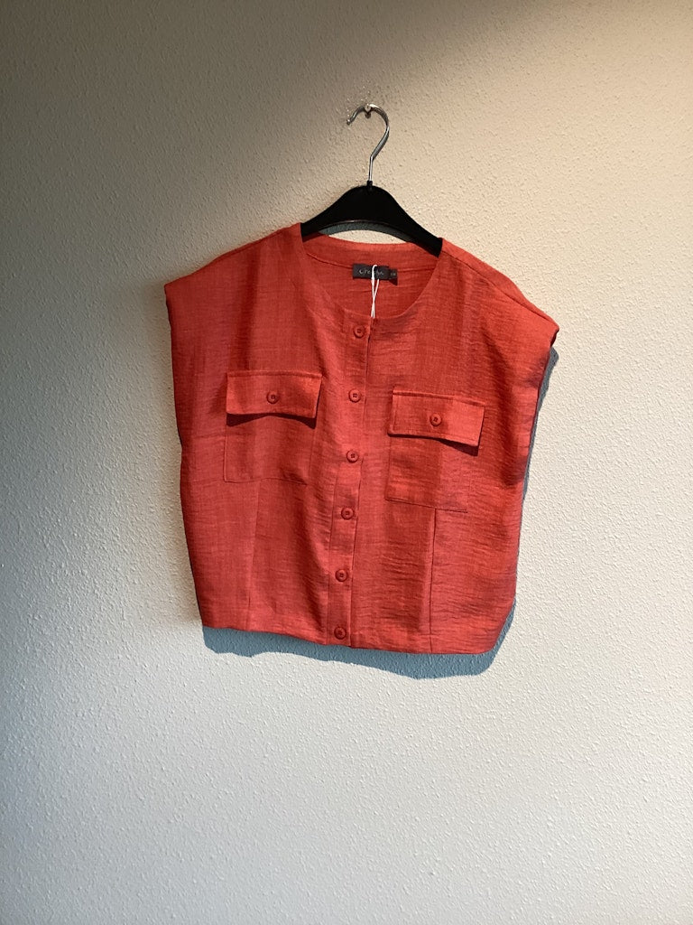 Blouse With Pockets - Brique