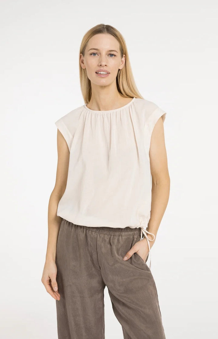 Sleeveless Top With Tube Colla - Ecru